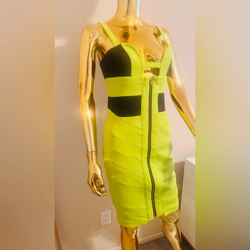 Arrogant Cat London Lime Green Form Fitting Dress, Cocktail, Club wear, Size S - Picture 3 of 16